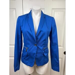 Michael Kors Women's Blue Zipper Pockets Single Breasted Blazer Size 8